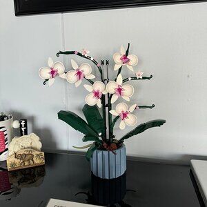 NEW Orchid Artificial Plant, Building Set with Flowers, Home Décor Gift